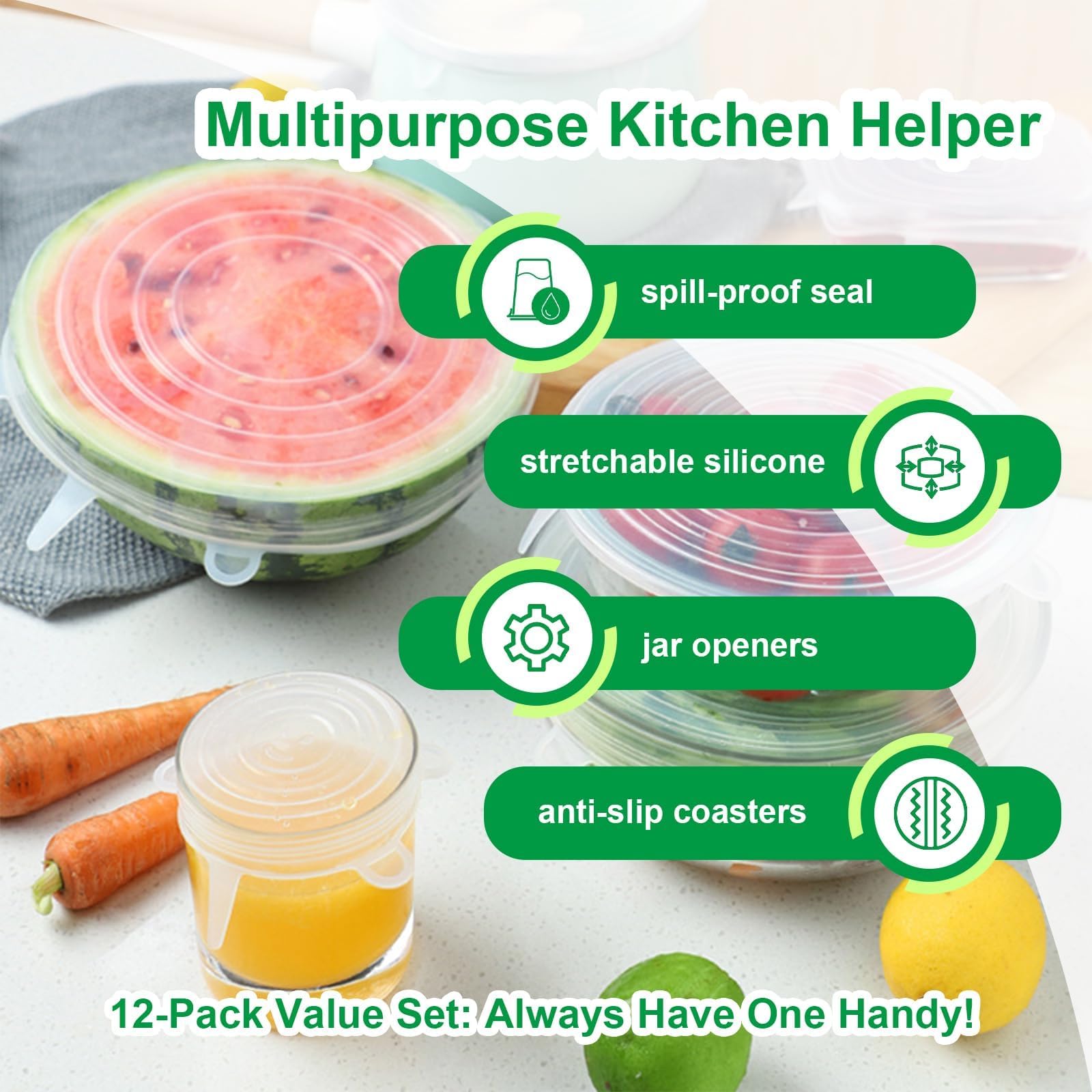 smrtcol silicone stretch lid 4.3-inch cover versatile for bowls, jars, and leftovers