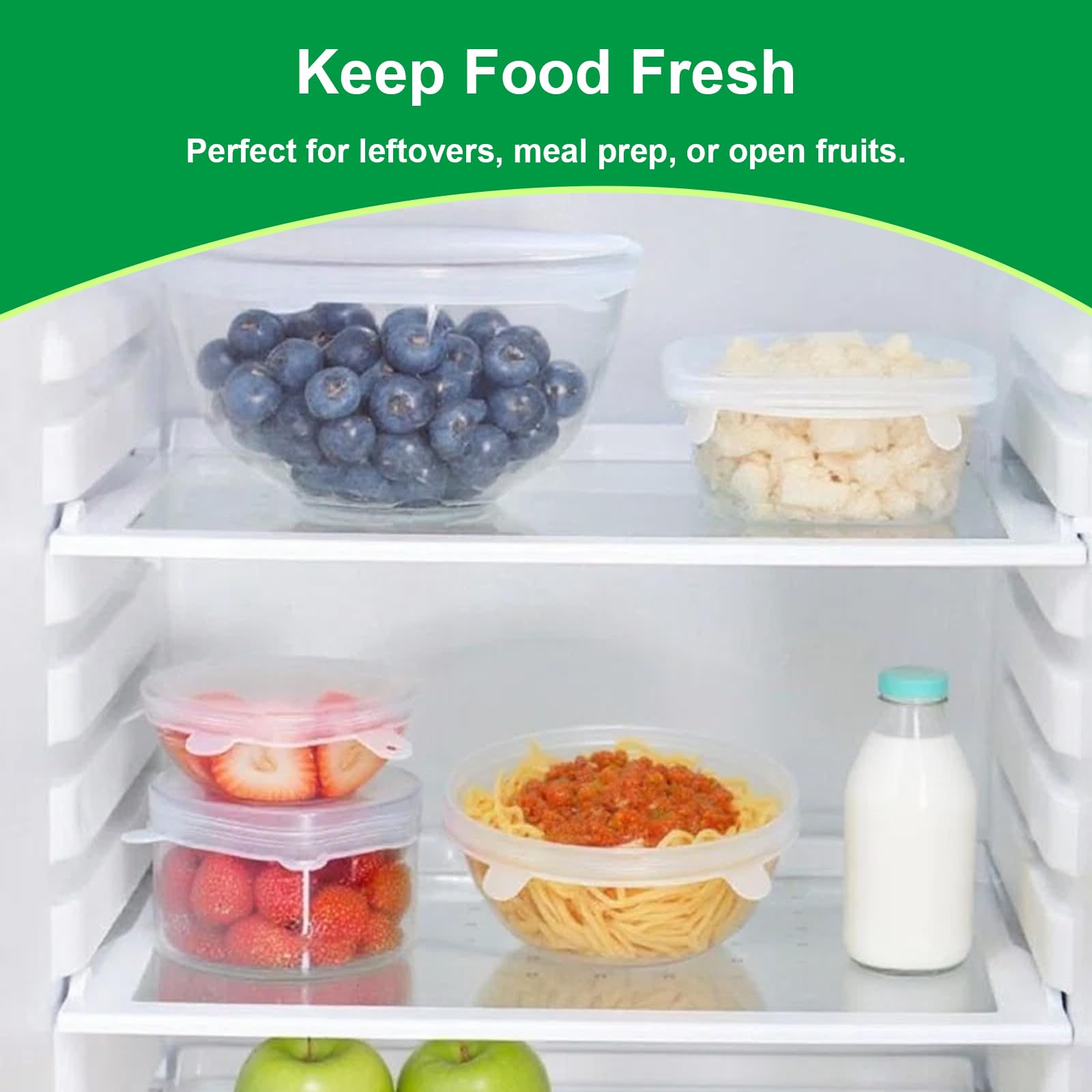 smrtcol silicone stretch lid 6.3-inch cover saves cabinet space and stores leftovers