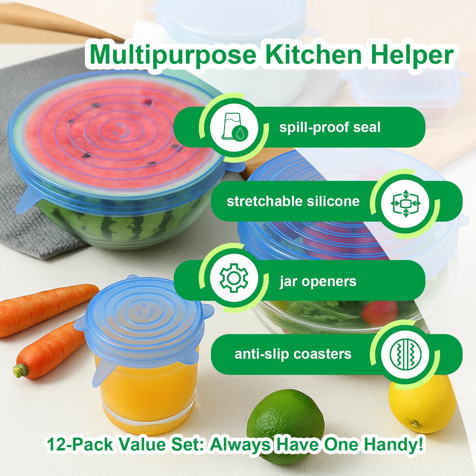 Smrtcol stretch lid 4-3in cover ideal for small bowls and jars with easy grip.