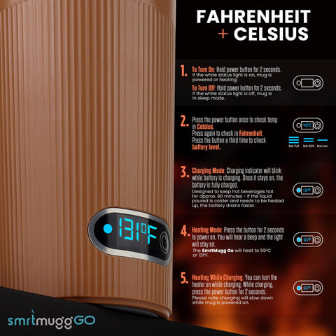 SmrtMugg GO mug magnetic charging cable attached for quick recharging