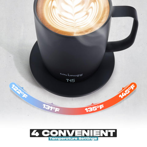 SmrtMugg Pro fast charging with the included coaster keeps your drink ready.