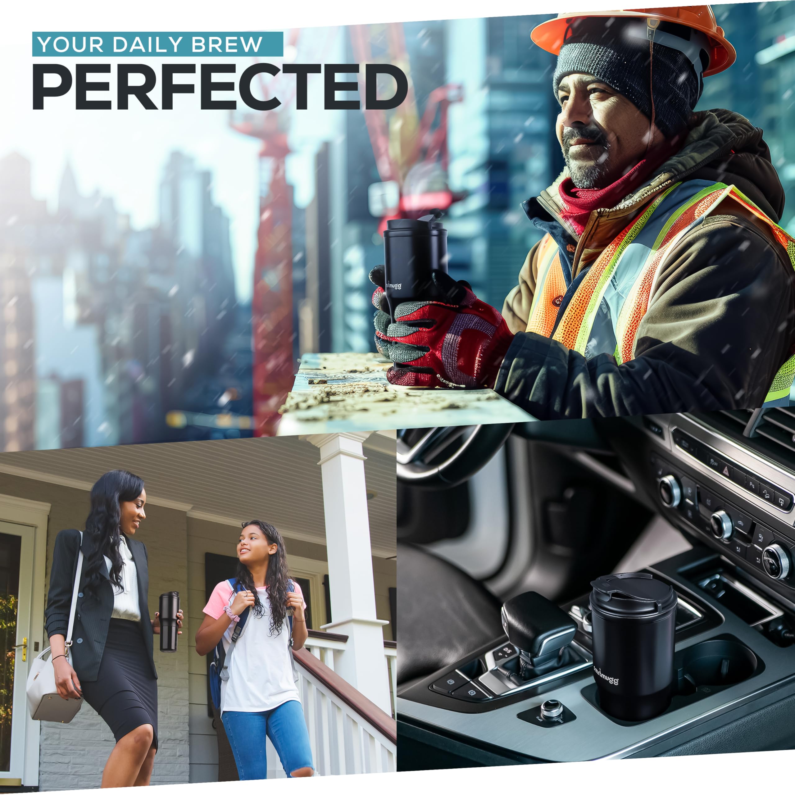 SmrtMugg TITAN vacuum-insulated body keeps drinks at temperature.