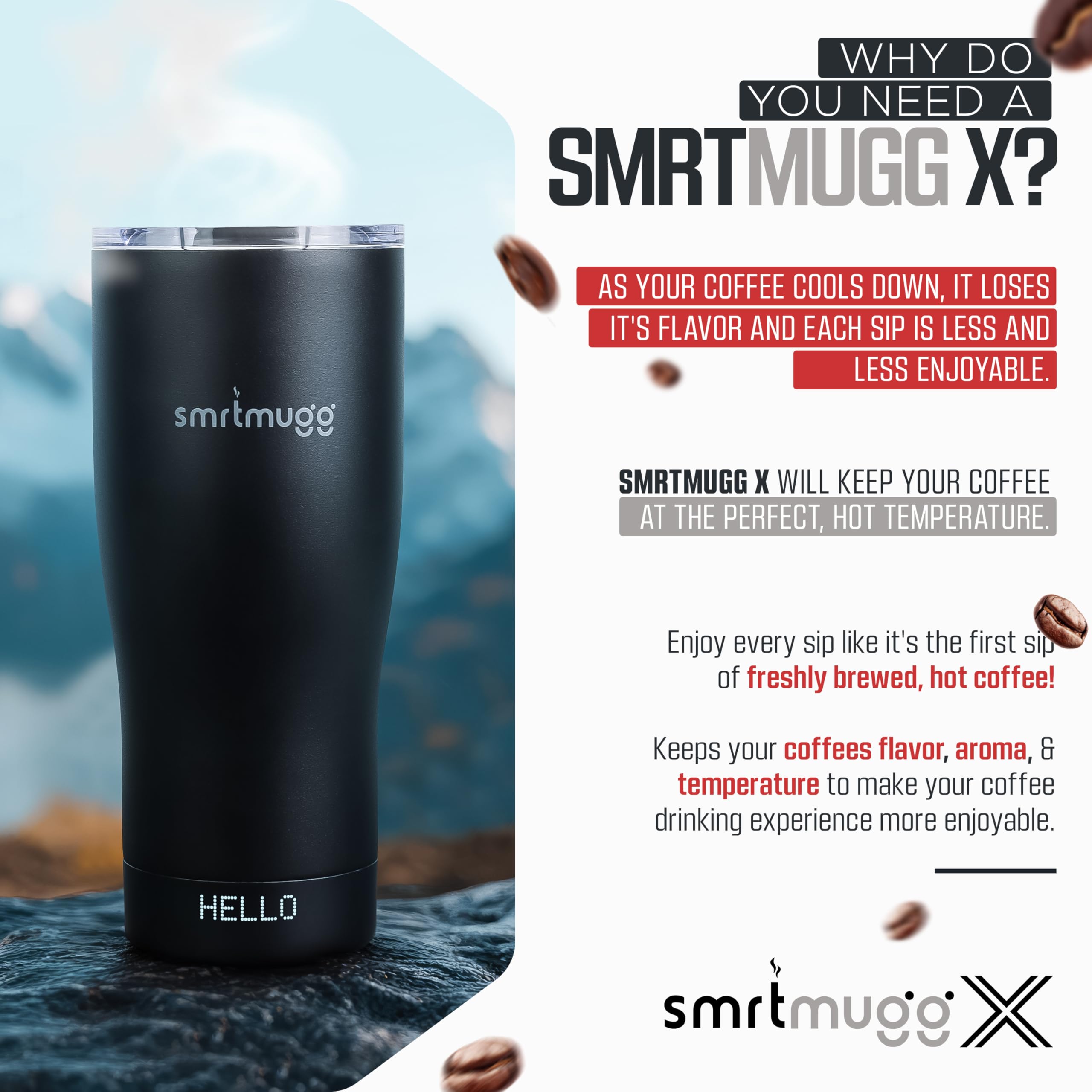 SmrtMugg X heated mug ergonomic design focused on comfortable hold