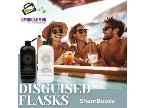 Smuggle Mug ShampBooze realistic label disguises alcohol as ordinary shampoo bottles