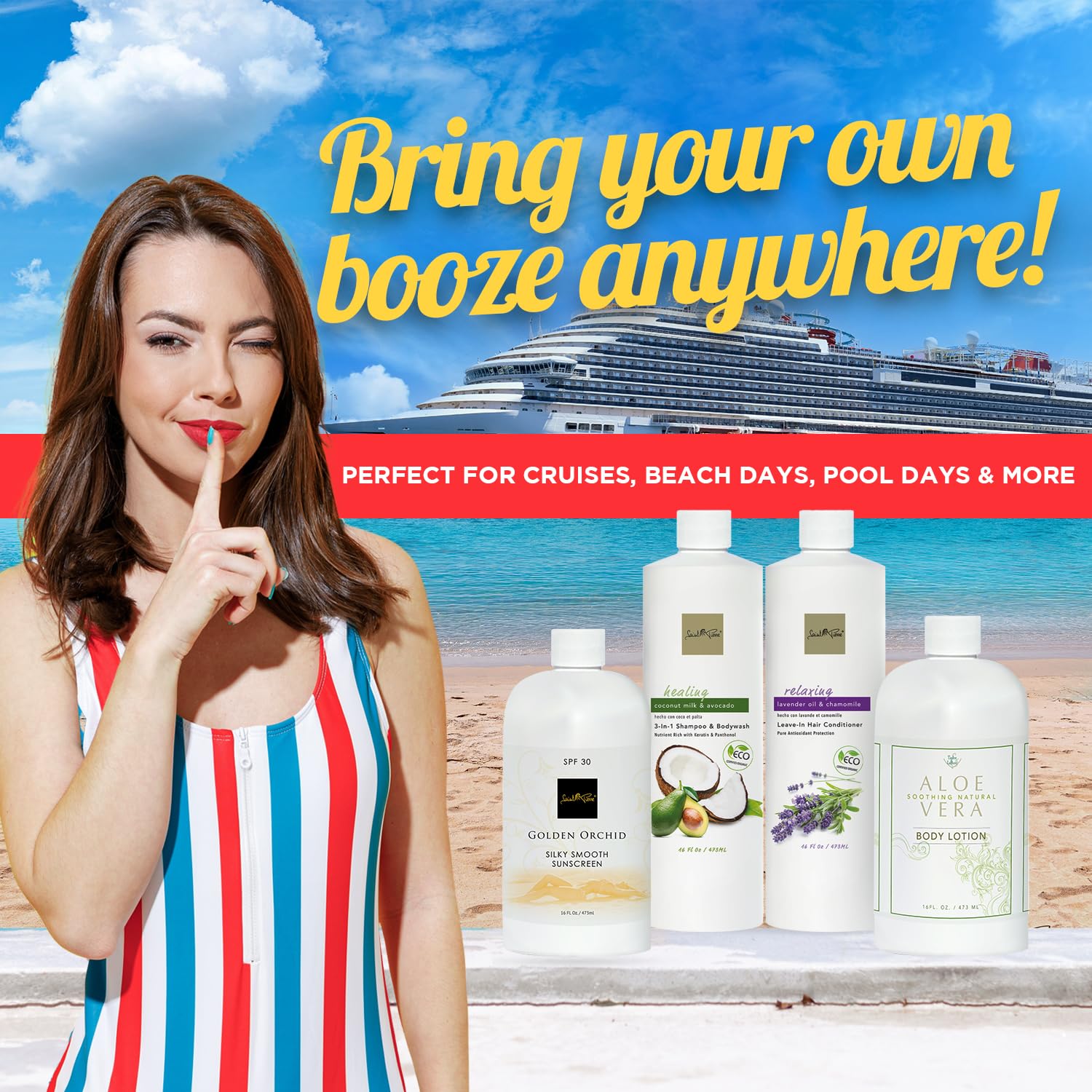 Smuggs Jugs leakproof bottles fitting neatly in suitcase compartments.