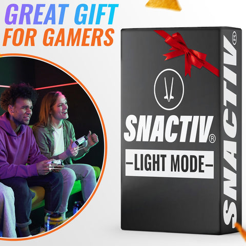 Lifestyle shot with chips and console showing versatile snacking with SNACTIV Pro.