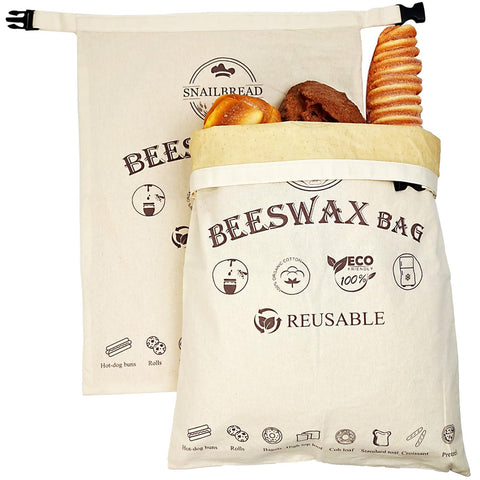 SnailBread XL beeswax bread bag open view keeps sourdough fresh with breathable coating.