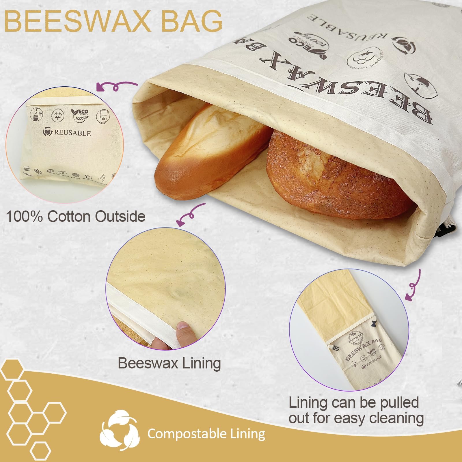 SnailBread freezer-safe beeswax bag preserves flavor during freezing.
