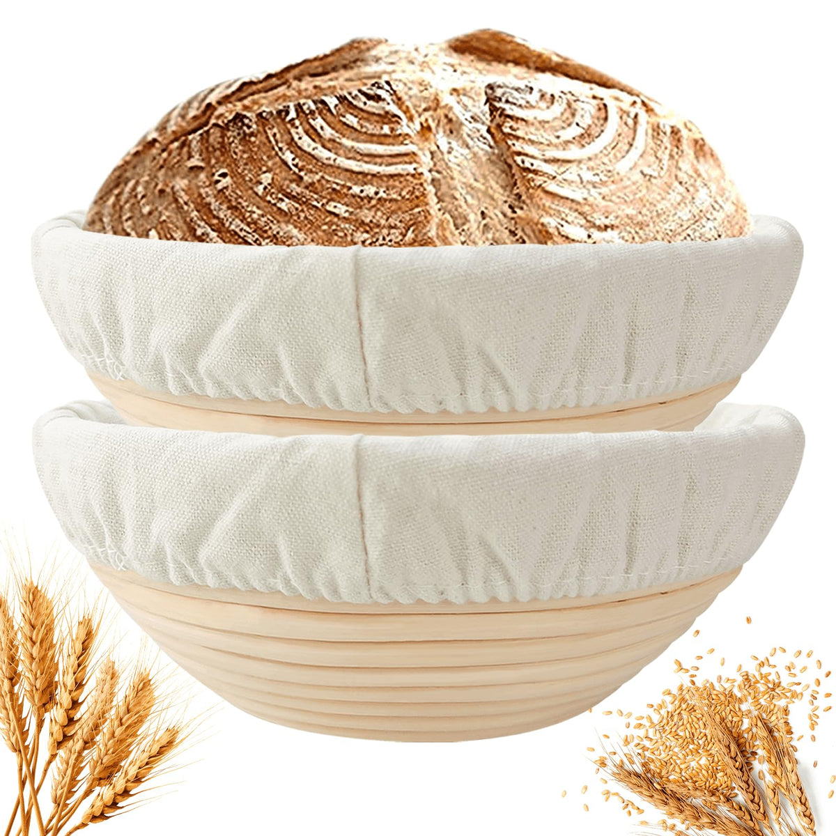 SnailDigit banneton set 2 for bread proofing, supports round loaf shaping and even rise