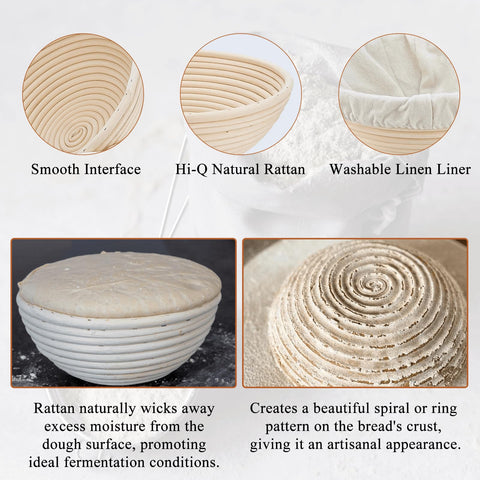 SnailDigit natural Indonesian rattan basket offers breathable support for crisp crust