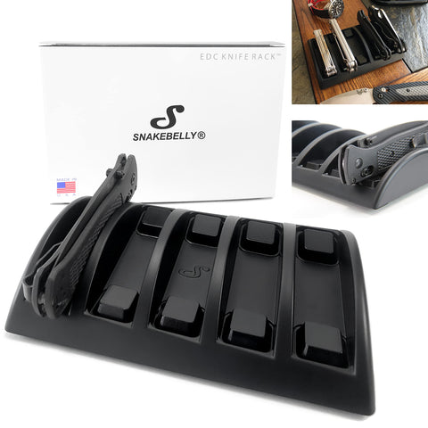 Snakebelly EDC Knife Rack with 5-slot organizer for quick access