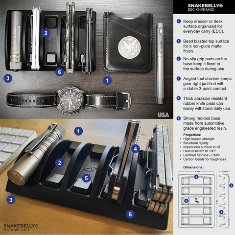 Snakebelly EDC Knife Rack rubber pads prevent slips during loading