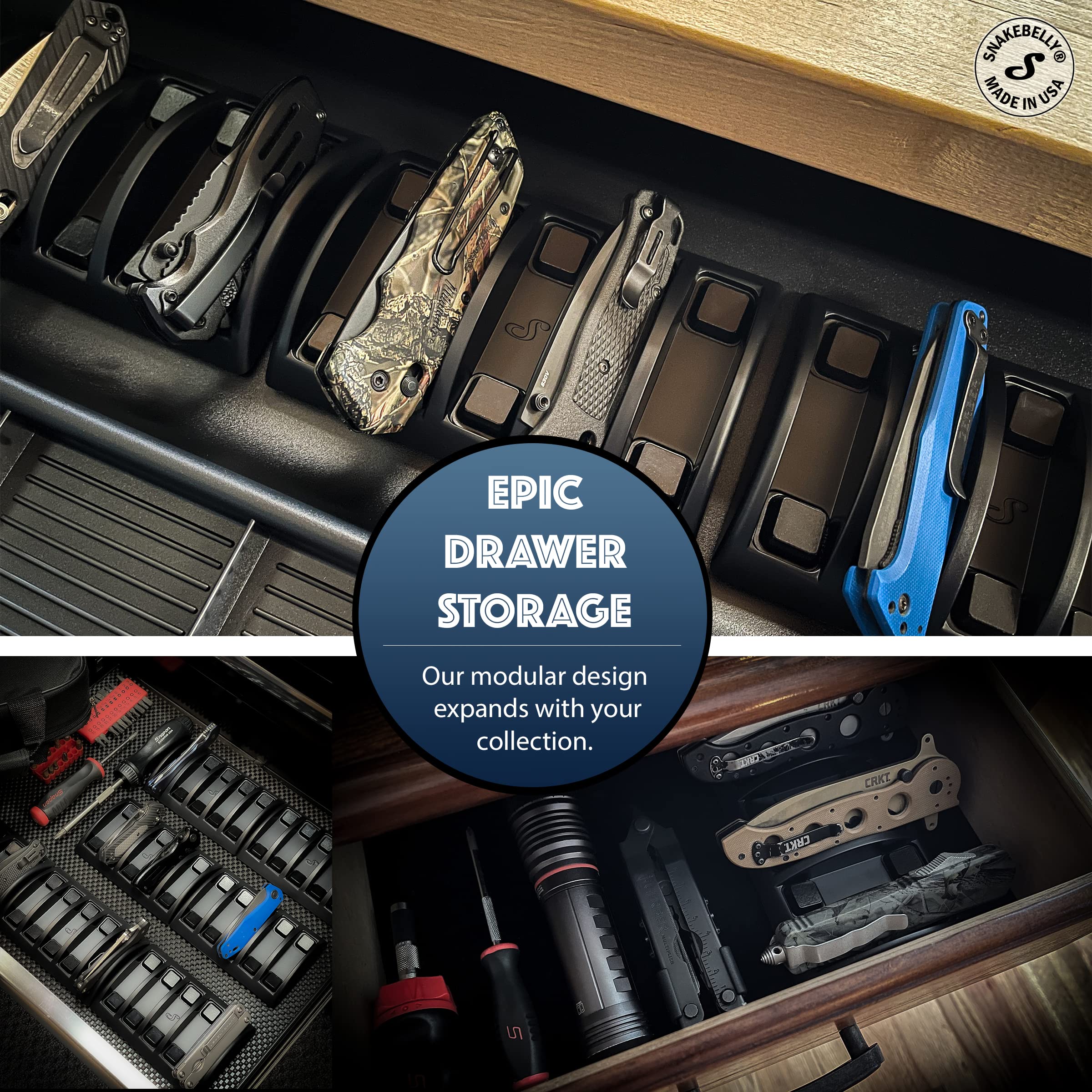 Snakebelly EDC Knife Rack USA-made construction for durability