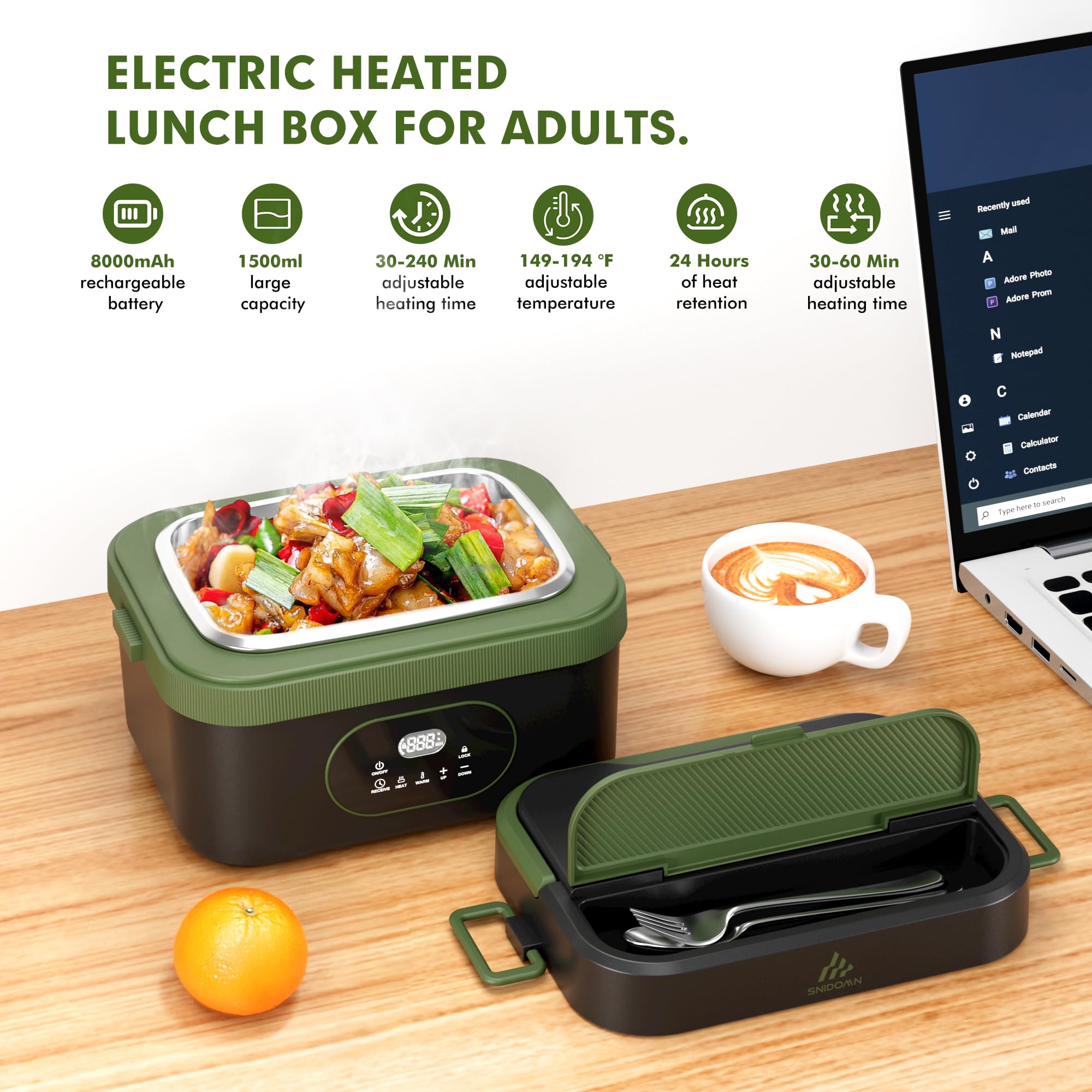 Snidomn lunch box with removable divider separating rice and vegetables for variety.