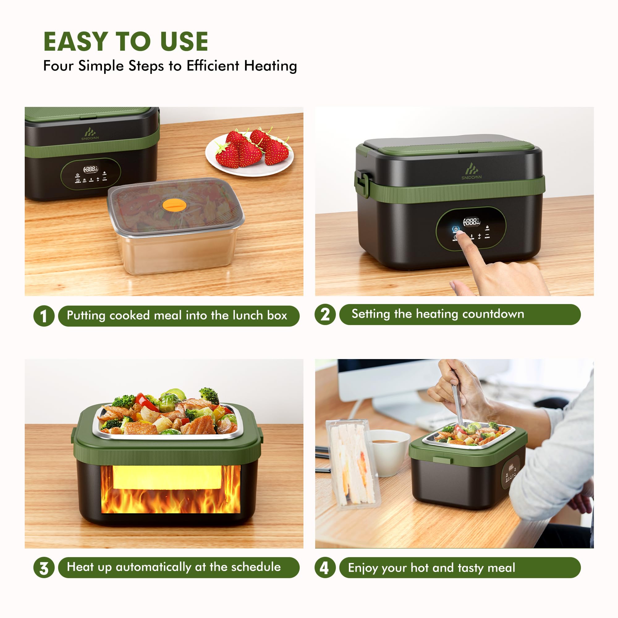 Snidomn leakproof lid prevents spills during commute or travel.