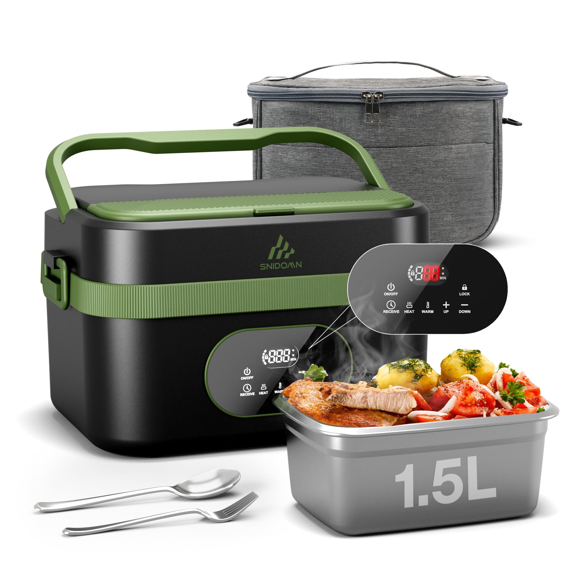 Snidomn all-in-one lunch box bundle suited for office, car, or outdoor use.