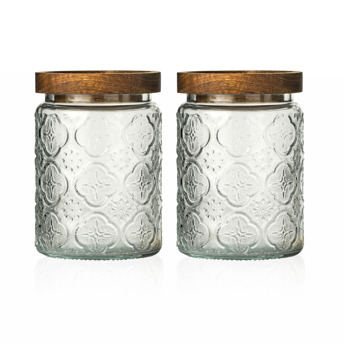 Snminetal vintage glass jar with plum pattern, pantry storage and decorative appeal.
