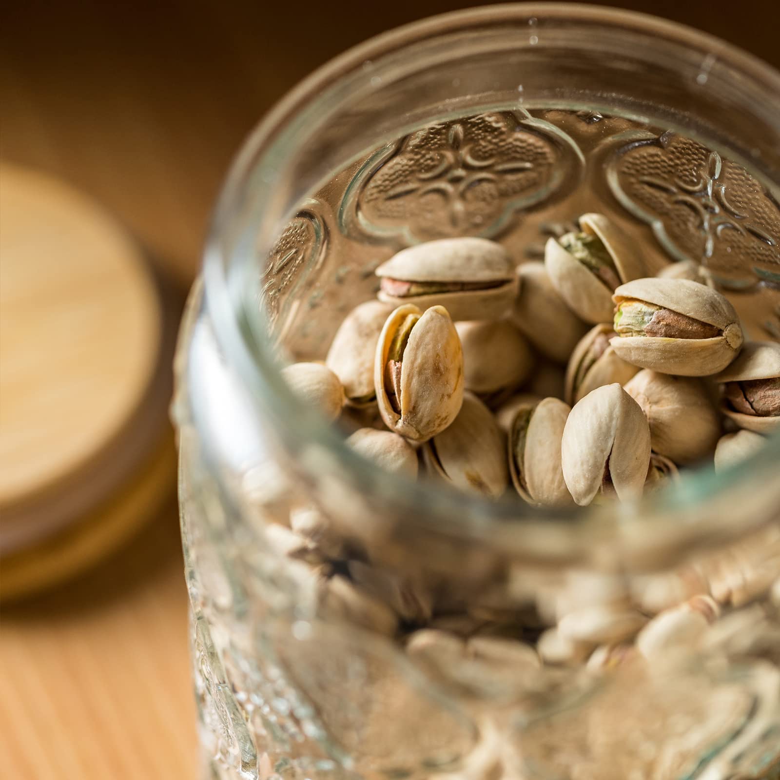 Snminetal vintage glass jar complements coffee station with timeless flair.