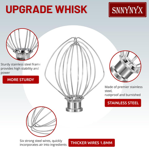 SnnyNyx stainless-steel whisk shows durable construction for long-lasting kitchen performance.