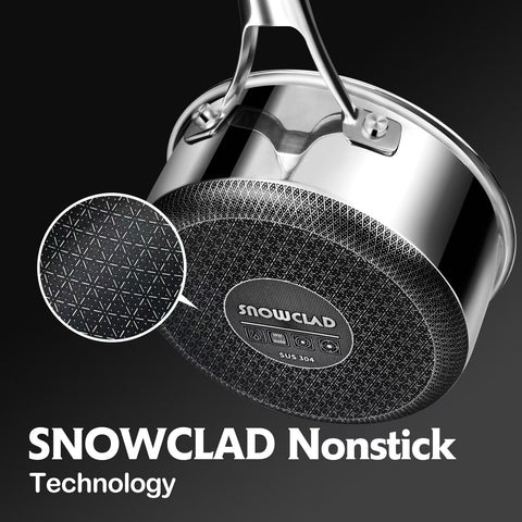 Snowclad nonstick coating close-up highlighting easy release and simple cleanup.