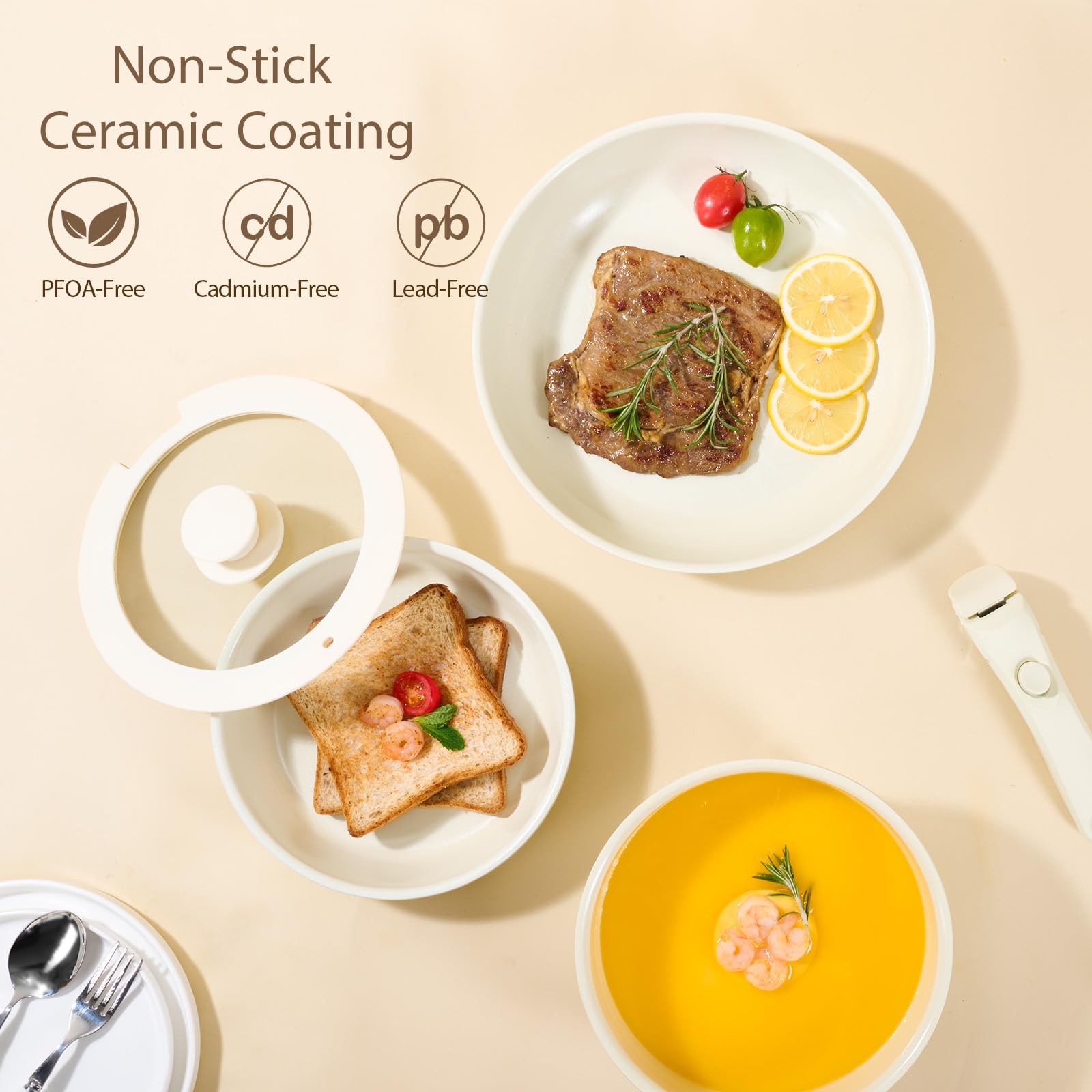 SNOWCLAD oven and dishwasher safe pots simplify post-cook cleanup.