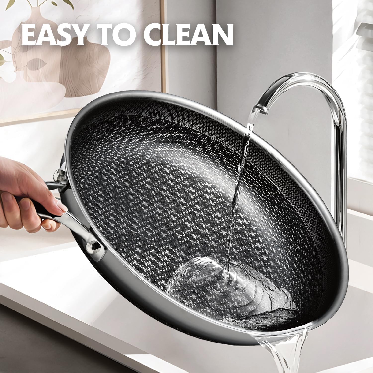 Snowclad frying pan safe in oven up to 500F for finishing dishes in the oven.