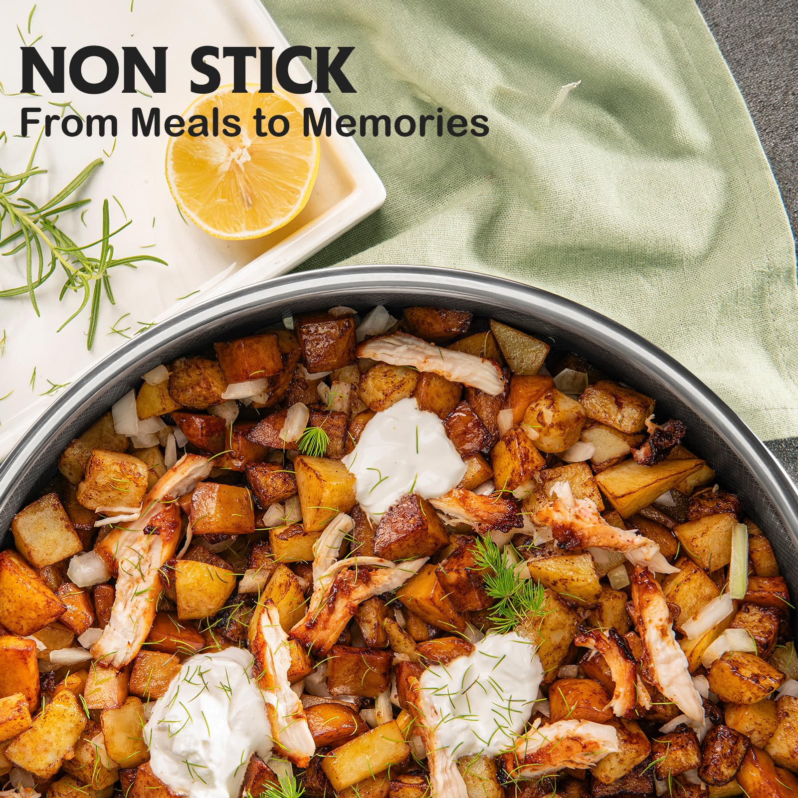 Snowclad Wok with lid demonstrates efficient heat retention for simmering and sautéing