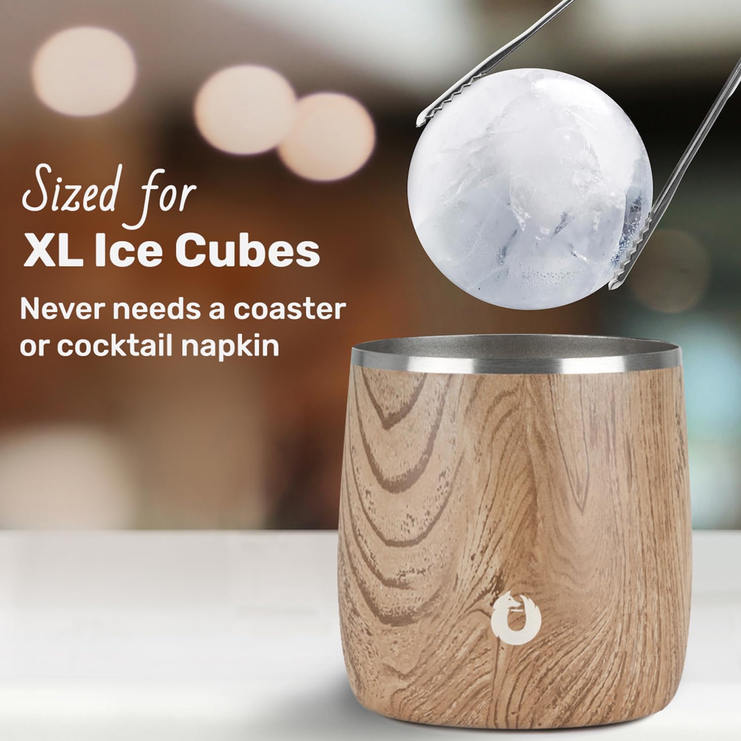 Snowfox built-in coaster design keeps surfaces tidy while sipping