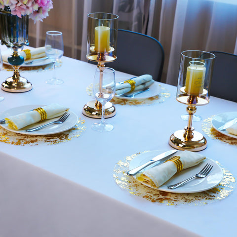 Snowkingdom disposable placemats simplify cleanup after events.