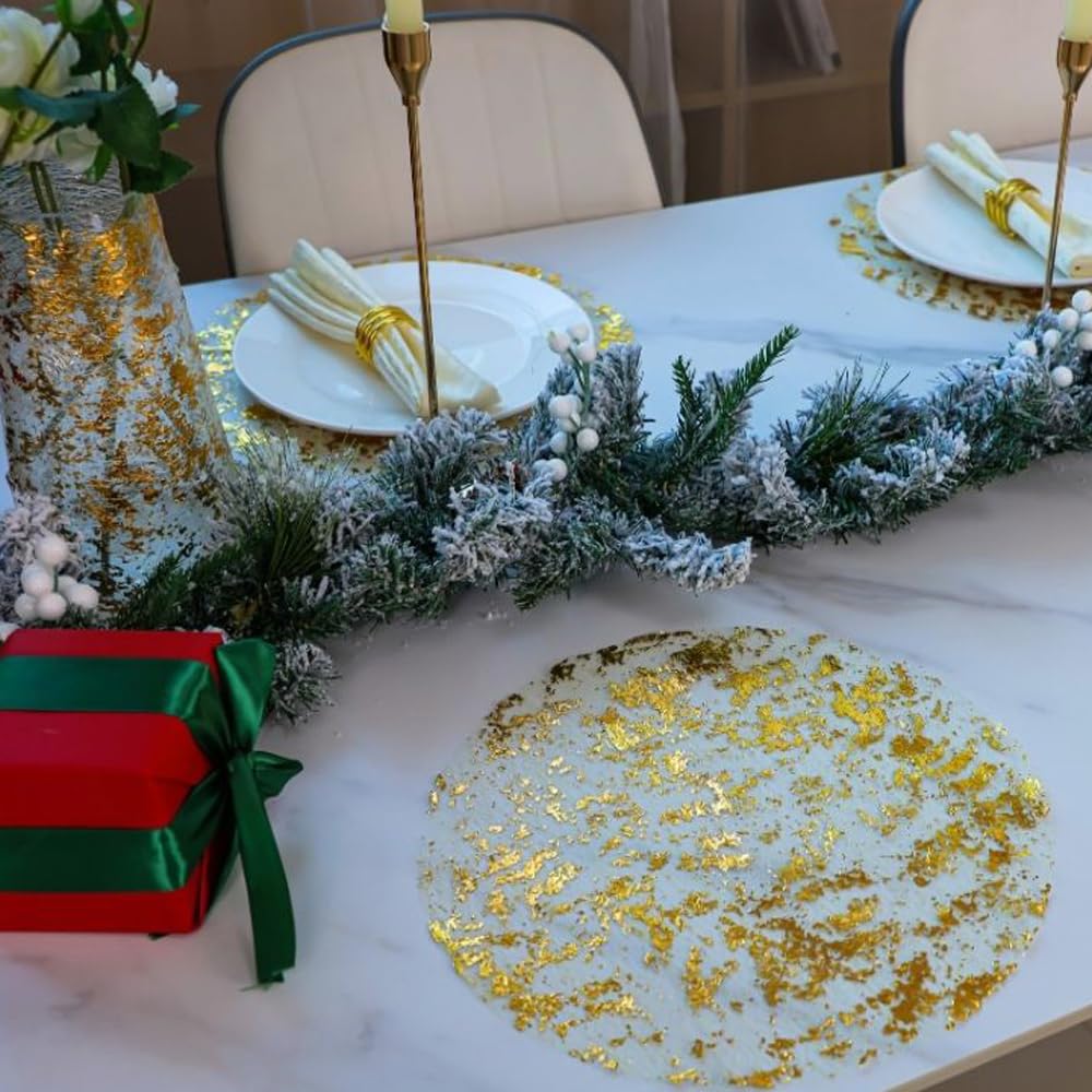 Snowkingdom gold doilies decorate parties and DIY centerpieces.