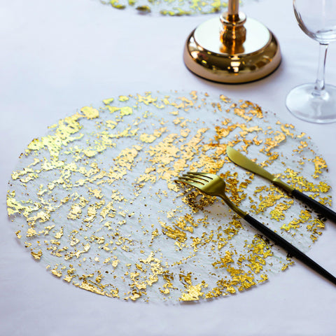 Snowkingdom gold foil design table mats add instant elegance to celebrations.