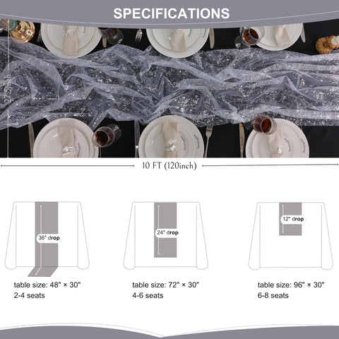 Snowkingdom outdoor event table runner offers soft sheen on patio settings.