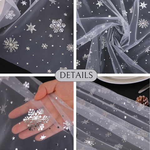 Snowkingdom closeup of sequins shows glittering winter sparkle.