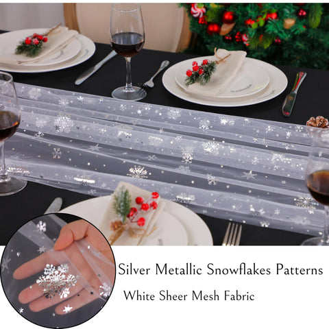 Snowkingdom runner draping over edge highlights elegant gauze drape.