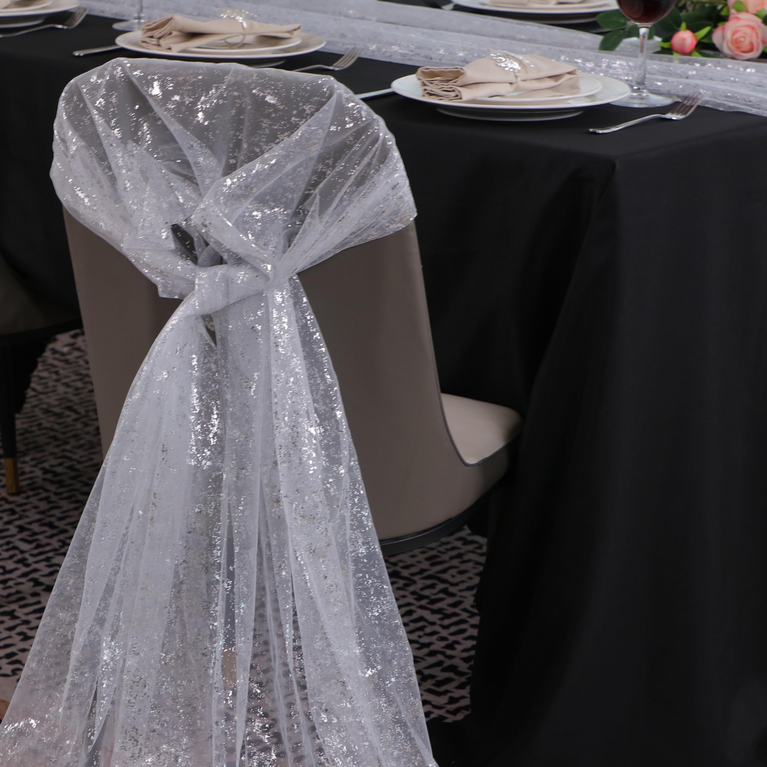 Snowkingdom draped table edge creates a soft, romantic outline.