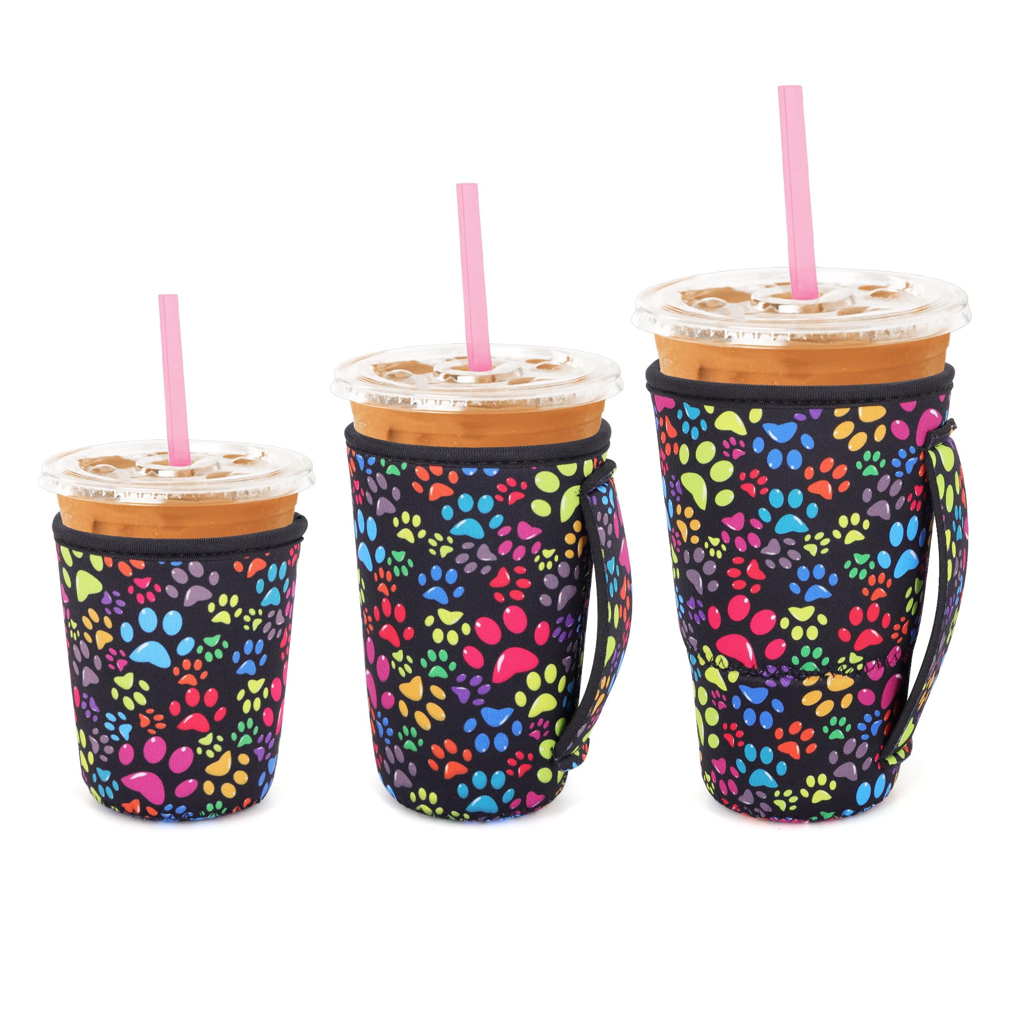 Snowso small no-handle iced coffee sleeve fits 16-18 oz cups and keeps hands comfortable.