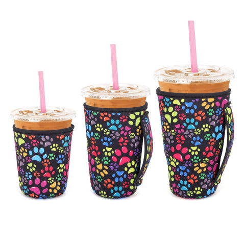 Snowso small no-handle iced coffee sleeve fits 16-18 oz cups and keeps hands comfortable.