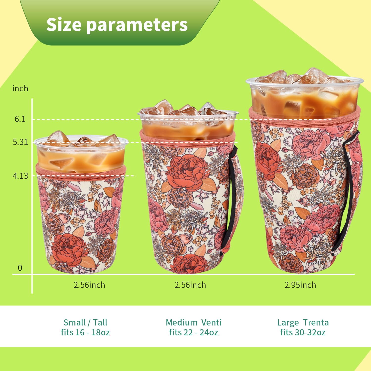 Snowso Flower Power 22oz sleeve with handle eases grip for larger cups.