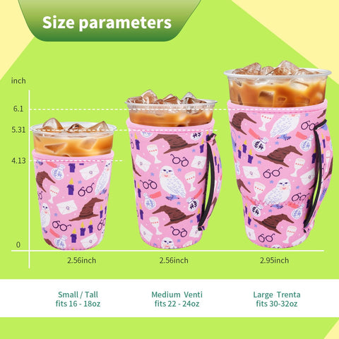 Snowso iced coffee sleeve with handle for 22-24 oz cups offers comfortable grip.