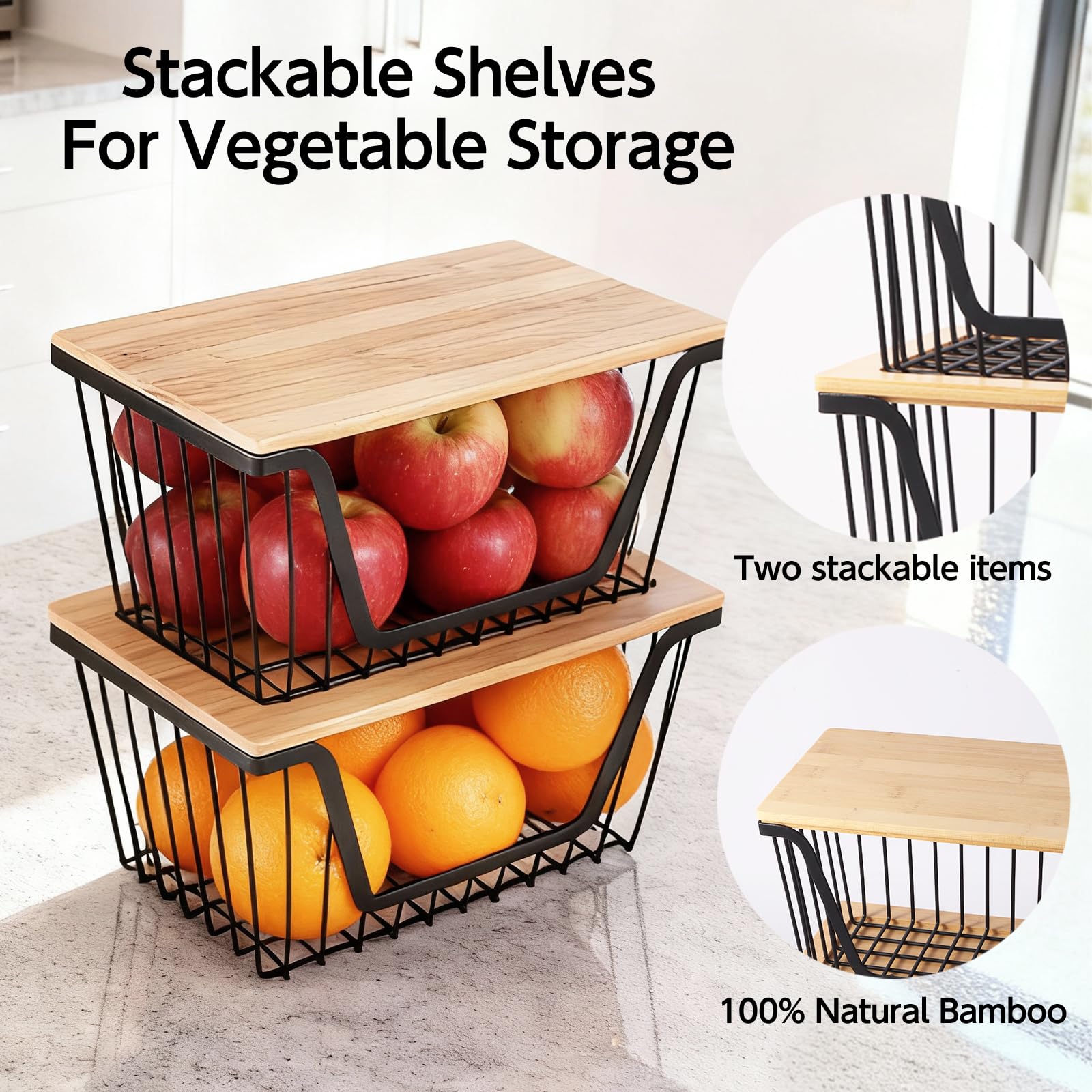 Snpwne bamboo-lid basket doubles as a cutting board while organizing vegetables.
