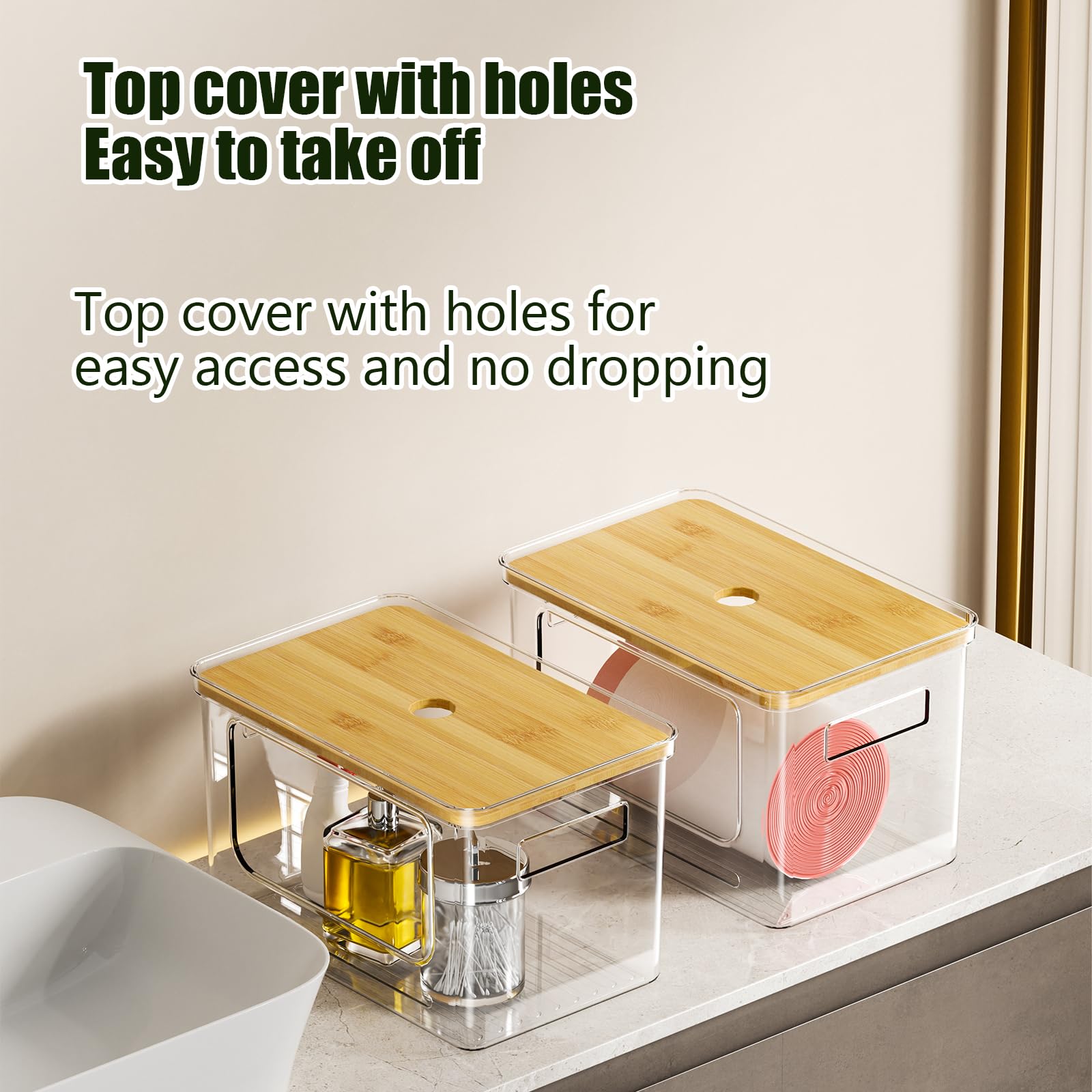 Snpwne clear plastic bin for pantry storage shows contents at a glance.