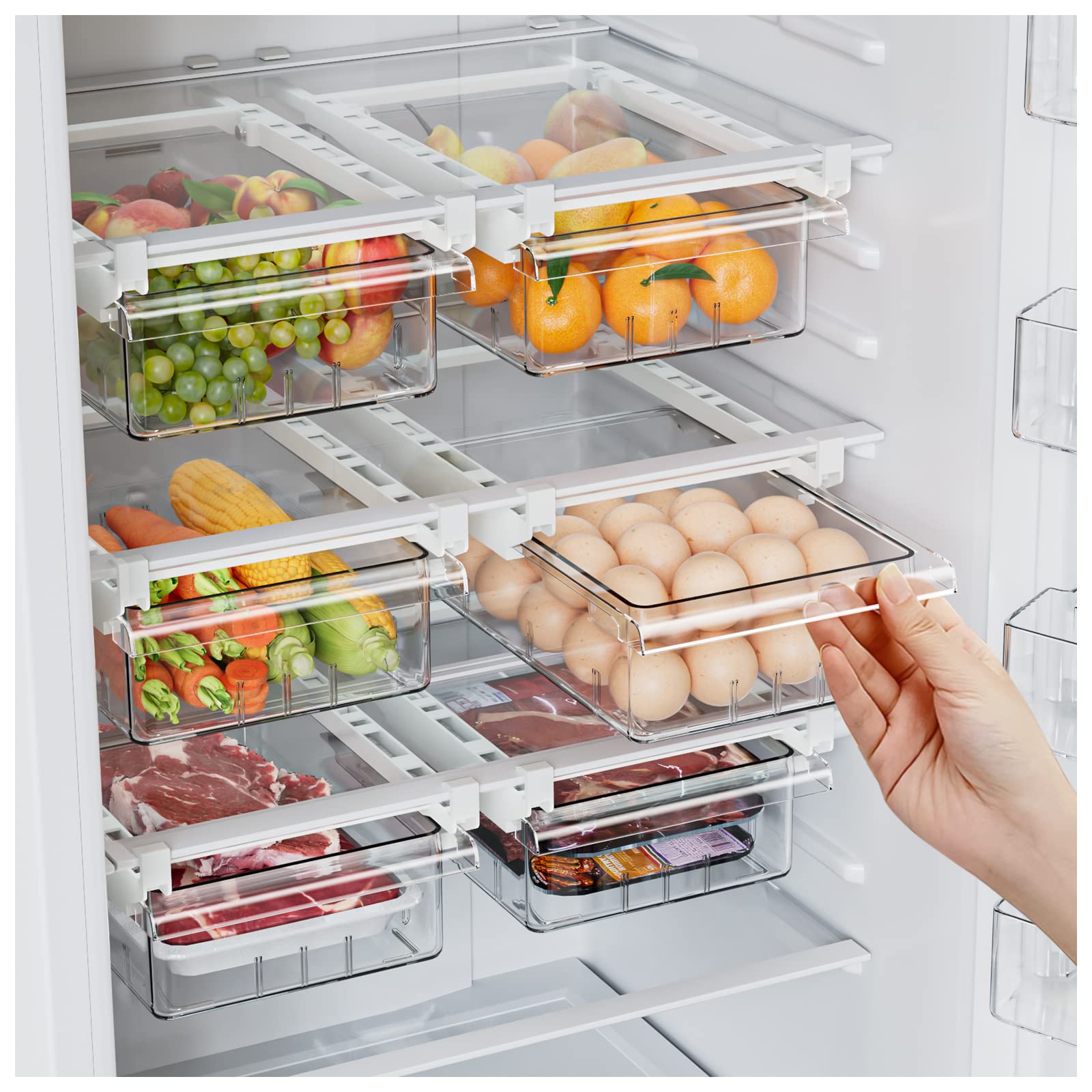 SNSLXH 2-pack fridge drawer egg organizer keeps eggs organized and accessible.