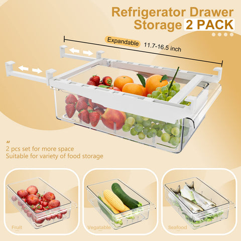 SNSLXH 2-pack fridge drawer for seafood and meat, keeps items separated.