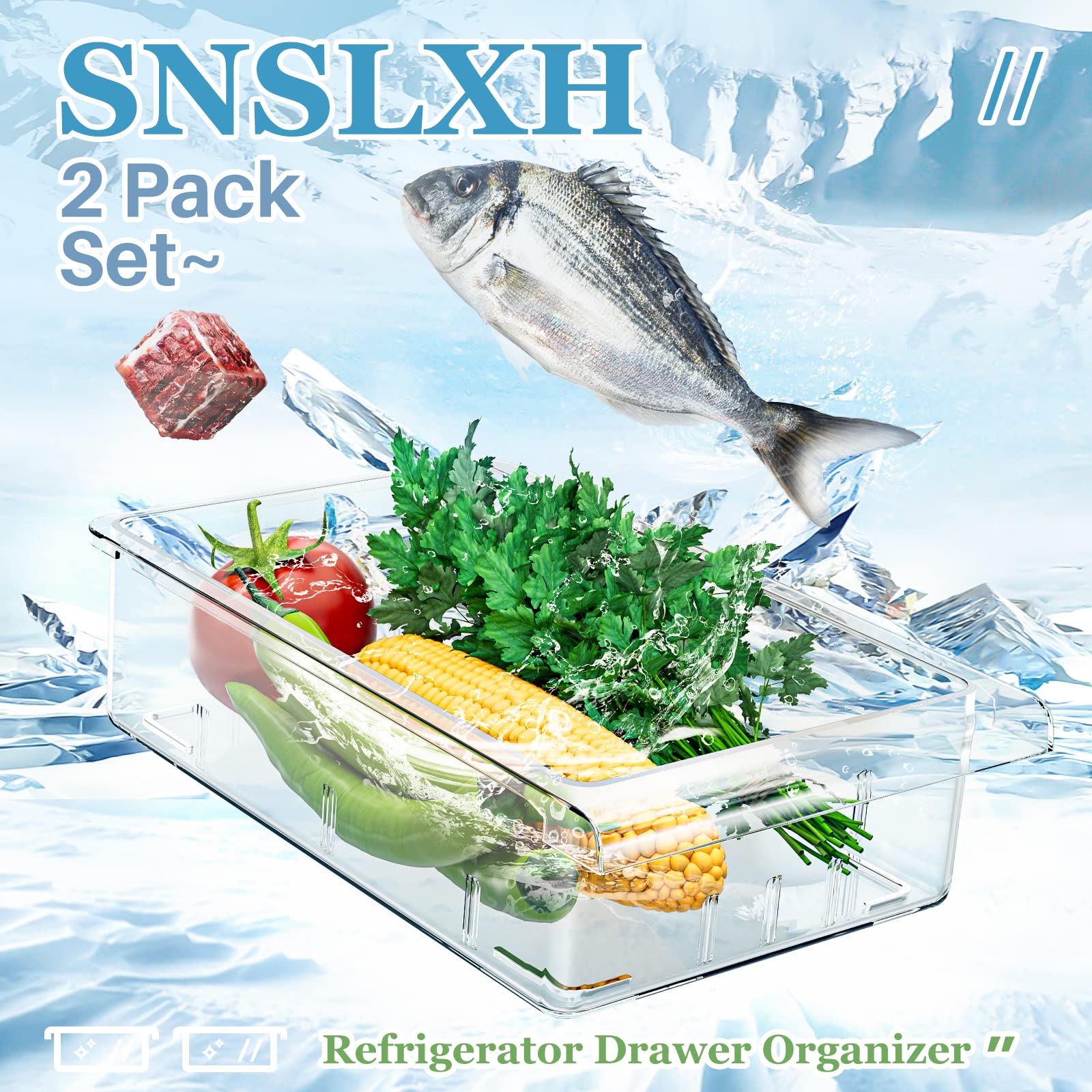 SNSLXH fridge drawer dimensions fit standard shelves for flexible placement.