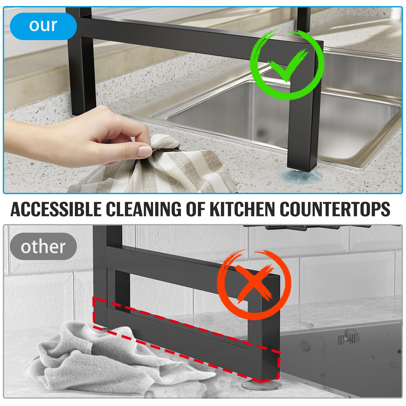 SNSLXH sink rack with specified dimensions for planning and fit