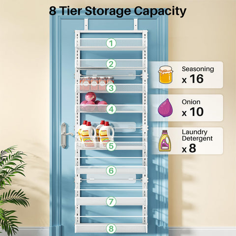 SNTD 8-tier-spacious-rack offers large capacity for spices and bottles.