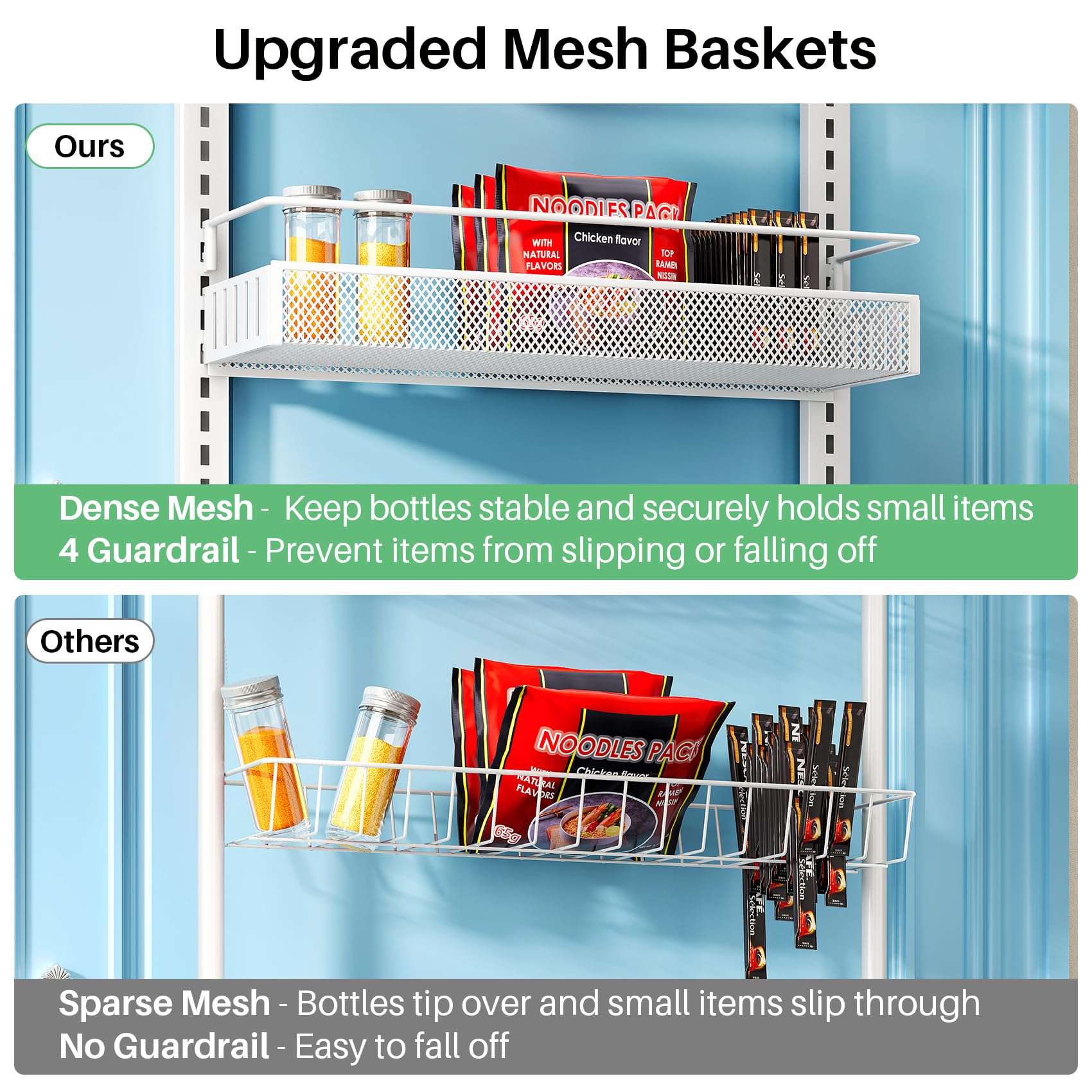 SNTD anti-swing-adhesive-stickers keep the organizer secure and stable on the door.