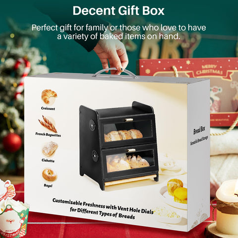 SNTD Bread Box ample capacity on a kitchen counter for bread and pastries