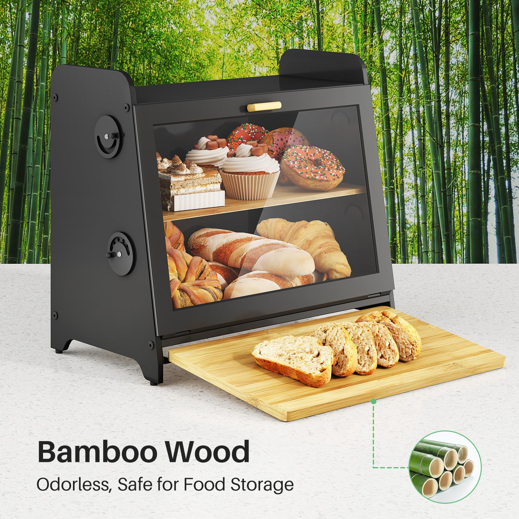 SNTD Bread Box black finish complements modern kitchens.