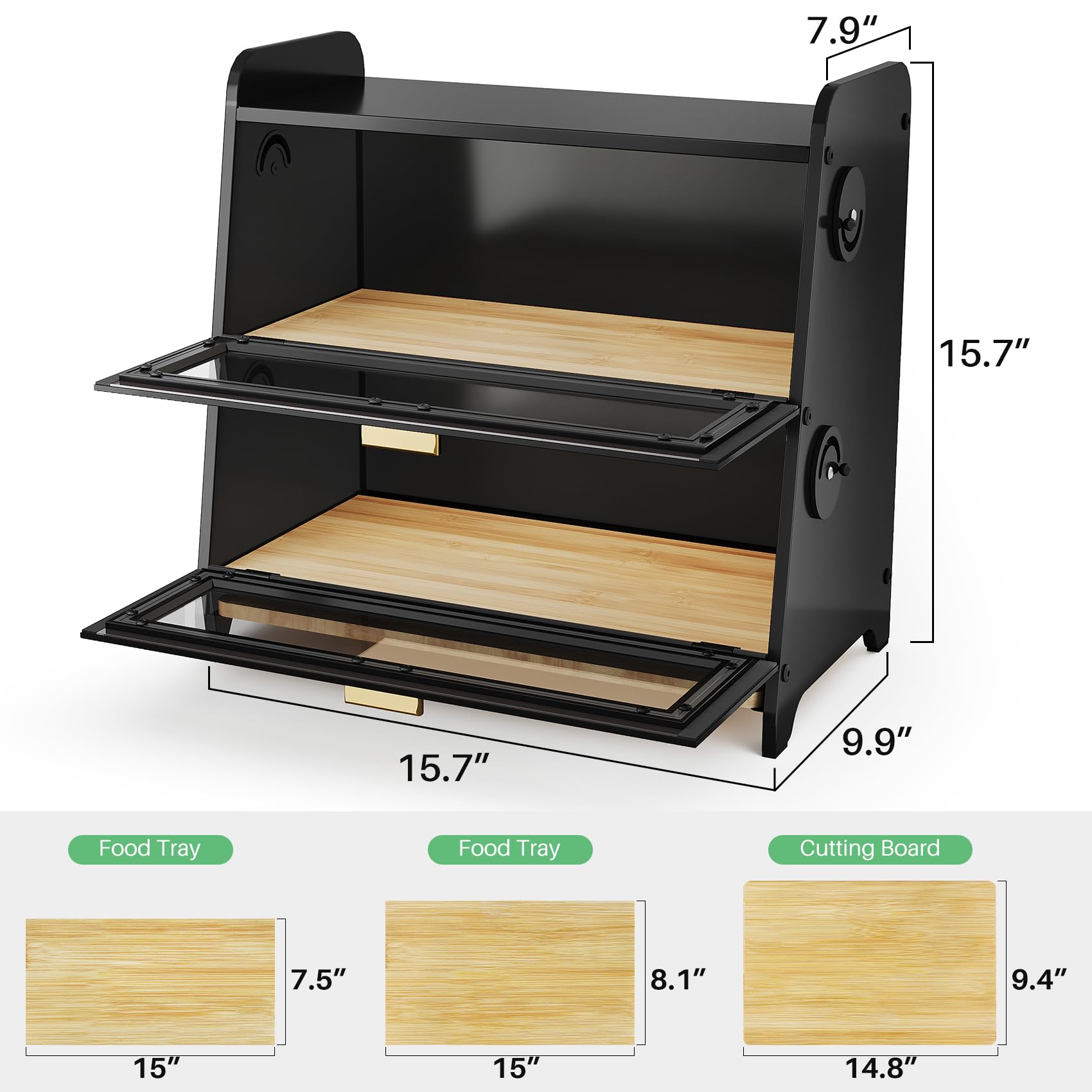 SNTD Bread Box black finish complements modern kitchen decor